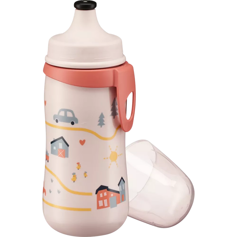 babylove Drinkfles voor kinderen roze boerderij, 330 ml, 1 st