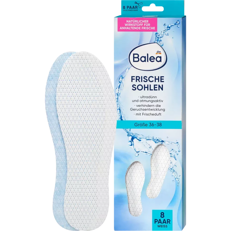 Balea Fresh inlegzolen wit, maat 36-38 (8 paar), 16 stuks.