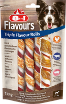 Snack 8 en 1 pour chiens, rouleaux triple saveur, 3 pièces