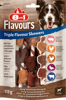 Snacks 8 en 1 pour chiens adultes, brochettes triple saveur, 113 pièces