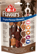 Snacks 8 en 1 pour chiens adultes, brochettes triple saveur, 113 pièces
