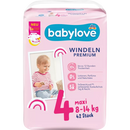Couches Babylove taille 4 (8-14 kg), 42 pièces.