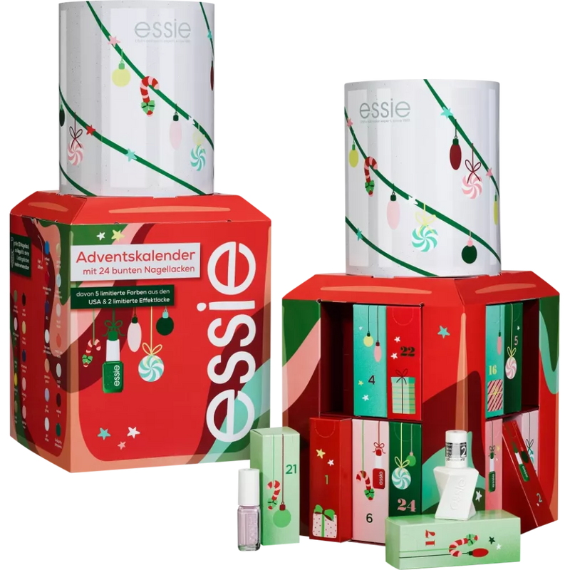 essie Adventskalender 2024 met 24 kleurrijke nagellakjes, 1 stuk