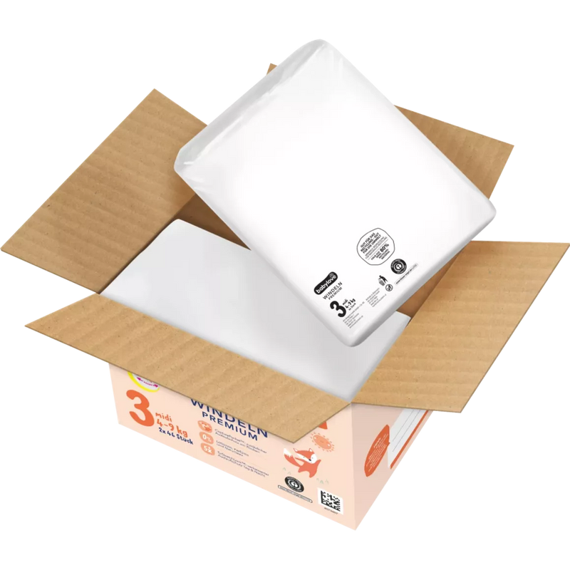 Couches babylove taille 3 Midi (4-9 kg), pack jumbo, 92 pièces.