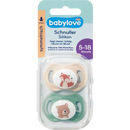 Sucette en silicone babylove, symétrique, beige/vert, taille 2, 5-18 mois, 2 pièces.
