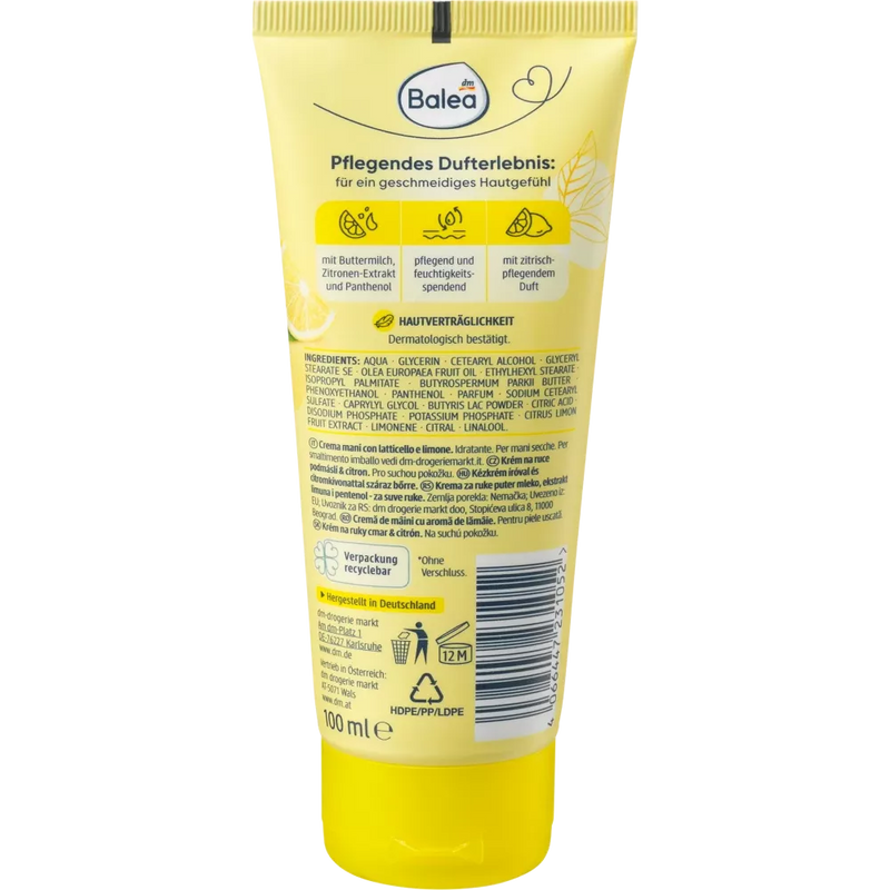 Balea Karnemelk & Citroen handcrème, 100 ml