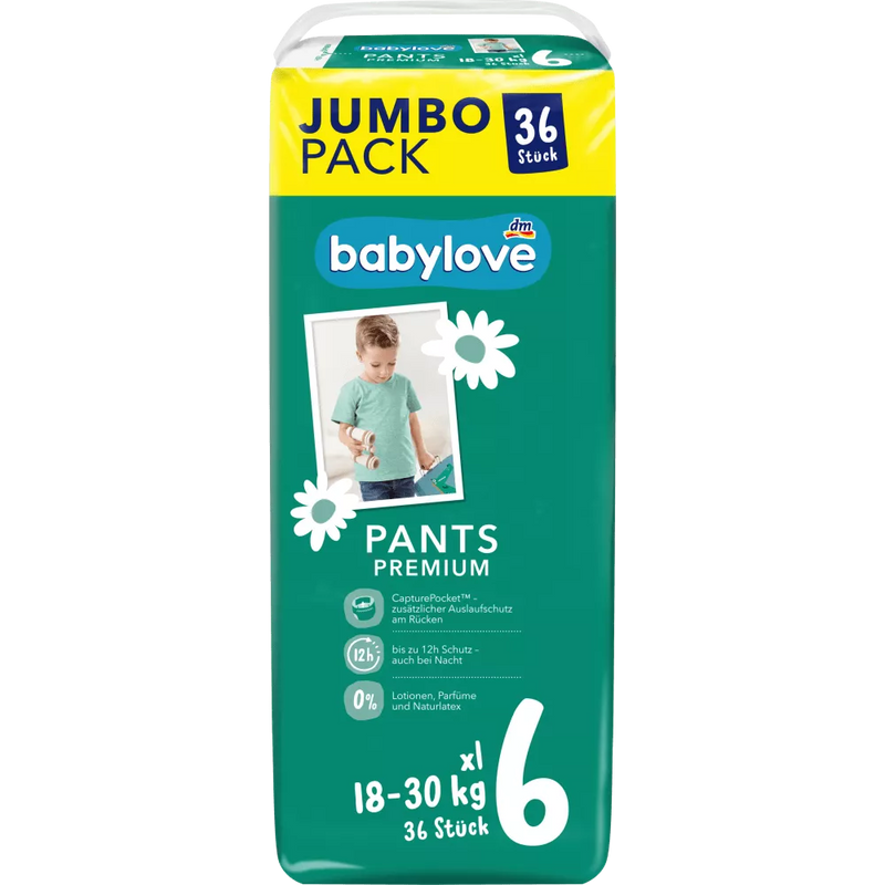 babylove Babybroek Premium maat 6, XL (18-30 kg), grootverpakking, 36 stuks.