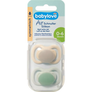 Sucette babylove Air silicone symétrique, marron/vert, taille 1, 0-6 mois, 2 pcs.