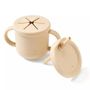Gobelet à goûter et à boire 2 en 1 en silicone Babylove, beige, 1 pièce