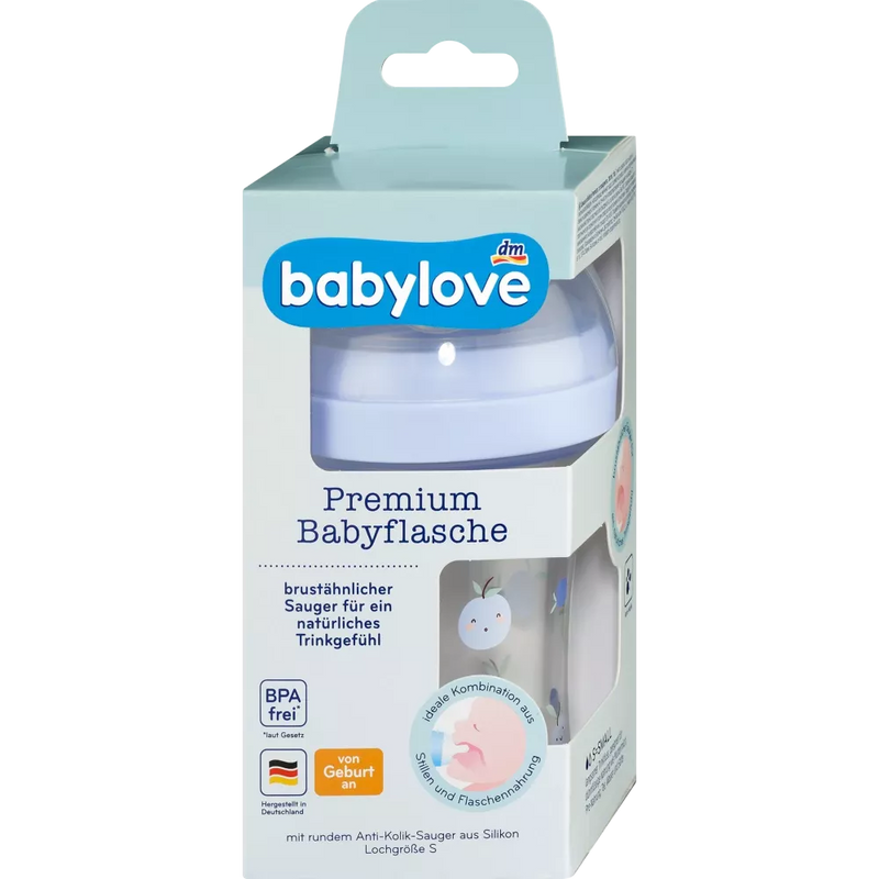 babylove Premium babyfles blauw, 280 ml, 1 st