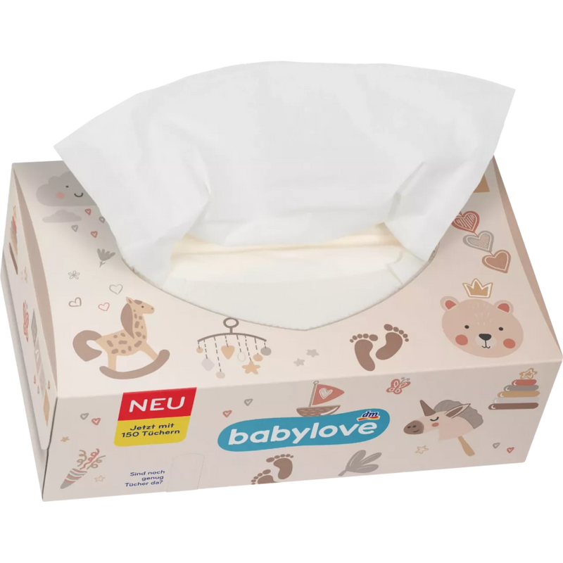 babylove Babydoekjes droog 3-laags, 150 stuks