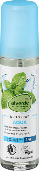 alverde NATURKOSMETIK Déo Spray Aqua Eau Menthe Minéraux Marins, 75 ml