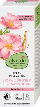 alverde NATURKOSMETIK alverde Relax Huile Nourrissante Rose Sauvage Bio, Argousier Bio, 100 ml