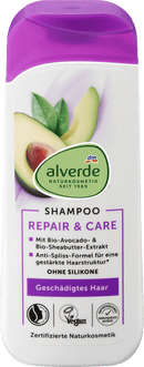 alverde NATURKOSMETIK Shampooing Réparateur Avocat Bio, Beurre de Karité Bio, 200 ml
