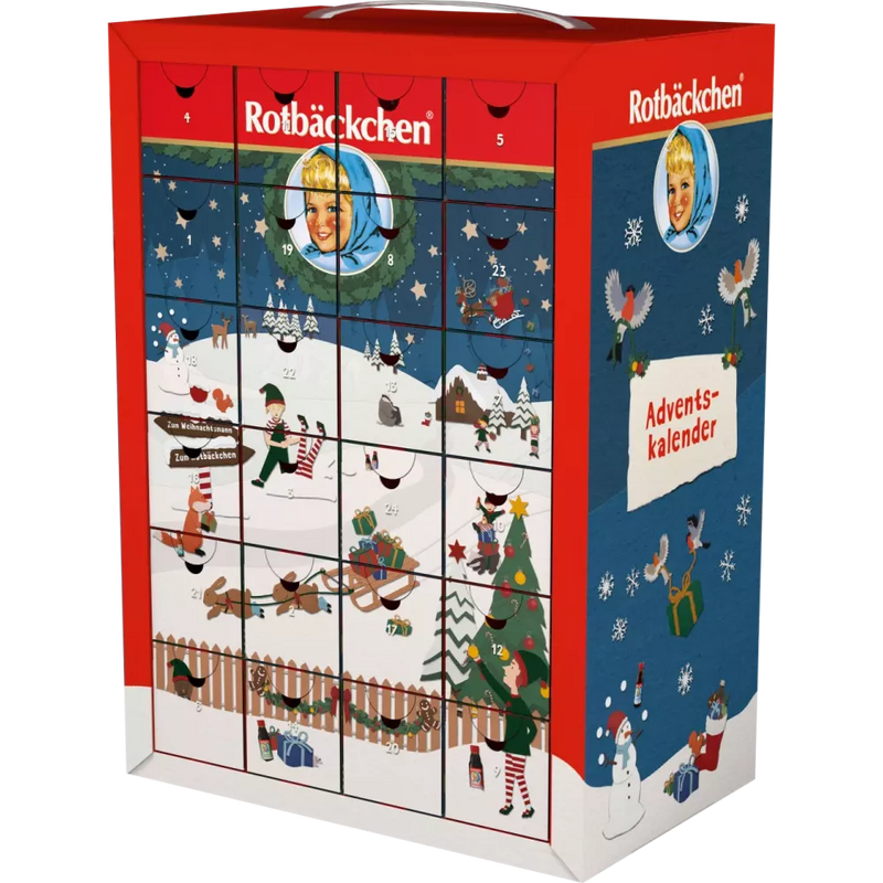 Rabenhorst Adventskalender 2024 met 24 Rotbäckchen mini-sapjes, 1 stuk