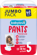 babylove Baby Pants Premium maat 5 junior (13-18 kg) jumboverpakking, 40 stuks