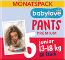 babylove Baby Pants Premium boîte mensuelle taille 5 Junior (12-20 kg), 80 pièces.