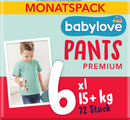 babylove Baby Pants Premium boîte mensuelle taille 6 XL (18-30 kg), 72 pièces.