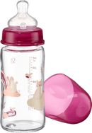 babylove Glazen babyfles met brede hals, bessenrood, vanaf de geboorte, 240 ml, 1 stuk