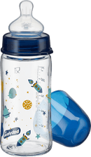 babylove Glazen babyfles met brede hals, blauw, vanaf de geboorte, 240 ml, 1 stuk