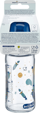 babylove Glazen babyfles met brede hals, blauw, vanaf de geboorte, 240 ml, 1 stuk