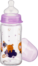 babylove Glazen babyfles met brede hals, paars, vanaf de geboorte, 240 ml, 1 stuk