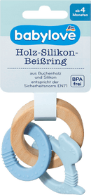 babylove Anneau de dentition en silicone en bois Dino/bleu, 1 pièce