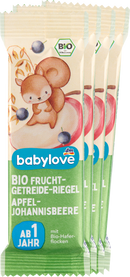 babylove Fruit-graanrepen appel-aalbessen vanaf 1 jaar (4x25 g), 100 g