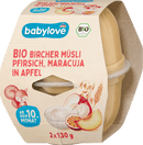 babylove Fruit & granen Bircher-muesli perzik, maracuja in appel vanaf de 10e maand, 2 x 130 g, 260 g