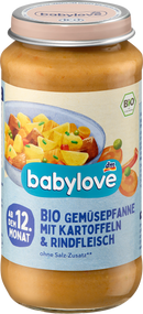 Babylove Menu poêlée de légumes avec pommes de terre et bœuf, dès 12 mois, 250 g