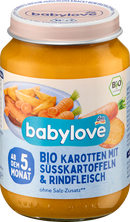 Menu babylove carottes avec patates douces et boeuf dès 5 mois, 190 g
