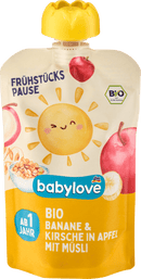 babylove Quetschie Ontbijtpauze Banaan & Kers met appel in muesli vanaf 1 jaar, 100 g