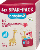 babylove Sakje kersen & banaan in appel, vanaf 1 jaar (4x100 g), 400 g