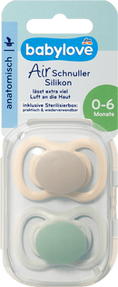 babylove Air-fopspeen van siliconen, anatomisch, bruin/groen, maat 1, 0-6 maanden, 2 stuks