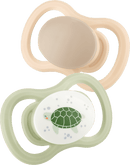 babylove Air-fopspeen van siliconen, symmetrisch, bruin/groen, maat 3, vanaf 16 maanden, 2 stuks