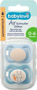 babylove Air-fopspeen van siliconen, symmetrisch, mint/beige & blauw/petrol, maat 1, 0-6 maanden, 4 stuks