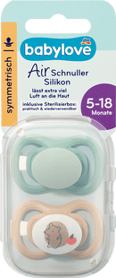 babylove Air-fopspeen van siliconen, symmetrisch, mint/beige & blauw/petrol, maat 2, 5-18 maanden, 4 stuks