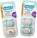 babylove Air-fopspeen van siliconen, symmetrisch, mint/beige & blauw/petrol, maat 2, 5-18 maanden, 4 stuks