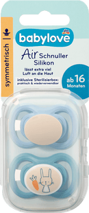 babylove Air-fopspeen van siliconen, symmetrisch, mint/beige & blauw/petrol, maat 3, vanaf 16 maanden, 4 stuks
