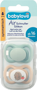 babylove Air-fopspeen van siliconen, symmetrisch, mint/beige & blauw/petrol, maat 3, vanaf 16 maanden, 4 stuks