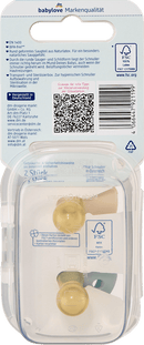 babylove Fopspeen van latex, rond, crème/groen, vanaf de geboorte, 2 stuks