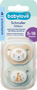 babylove Fopspeen van siliconen, anatomisch, beige/mint, maat 2, 5-18 maanden, 2 stuks