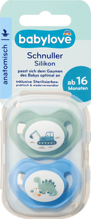 babylove Fopspeen van siliconen, anatomisch, mint/blauw, maat 3, vanaf 16 maanden, 2 stuks