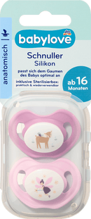 babylove Fopspeen van siliconen, anatomisch, roze, maat 3, vanaf 16 maanden, 2 stuks