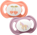 babylove Fopspeen van siliconen, symmetrisch, paars/roze, maat 2, 5-18 maanden, 2 stuks