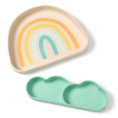 babylove Siliconen bord met vakjes in regenboogkleuren, mint/crème, 1 stuk