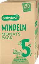 babylove Luiers maat 5 junior (10-16 kg) maandpakket, 120 stuks