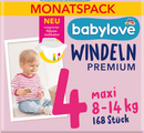 babylove Luiers Premium maat 4 maxi (8-14 kg), maandpakket, 168 stuks
