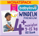babylove Luiers Premium maat 4+ maxiplus (9-15 kg), maandpakket, 152 stuks