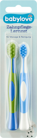 babylove Tandverzorgingsset voor beginners blauw/groen, 2 stuks